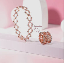 Infinity Crystal Adjustable Bracelet & Ring Set – Rose Gold & Silver Elegant Jewelry