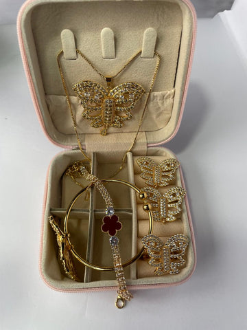 Luxury Butterfly Jewelry Set for Women | Gold Plated Necklace, Earrings & Bracelet with Premium Box